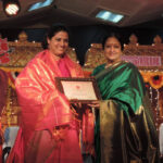 Isai Arasi title received from Dr Padma Subramanyam in the presence of Leela Samson at the Trinity Arts Festival