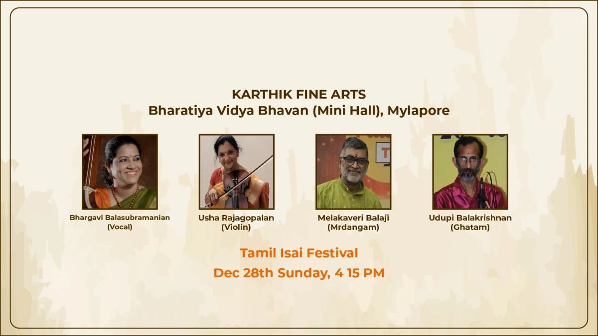 Bhargavi Balasubramanian’s Concert on Dec 28th (Evening), 2025