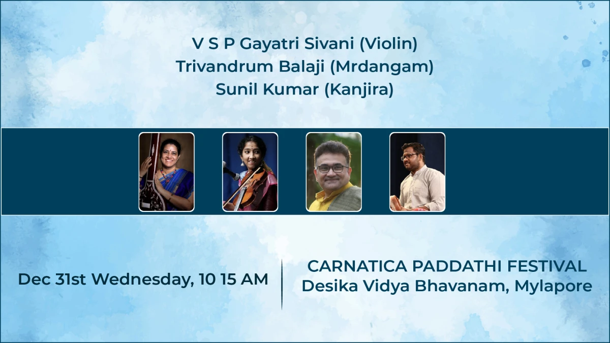 Bhargavi Balasubramanian’s Concert for Carnatica Paddathi Festival, Dec 31st 2025