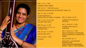 Bhargavi Balasubramanian’s Margazhi 2025-26 Schedule